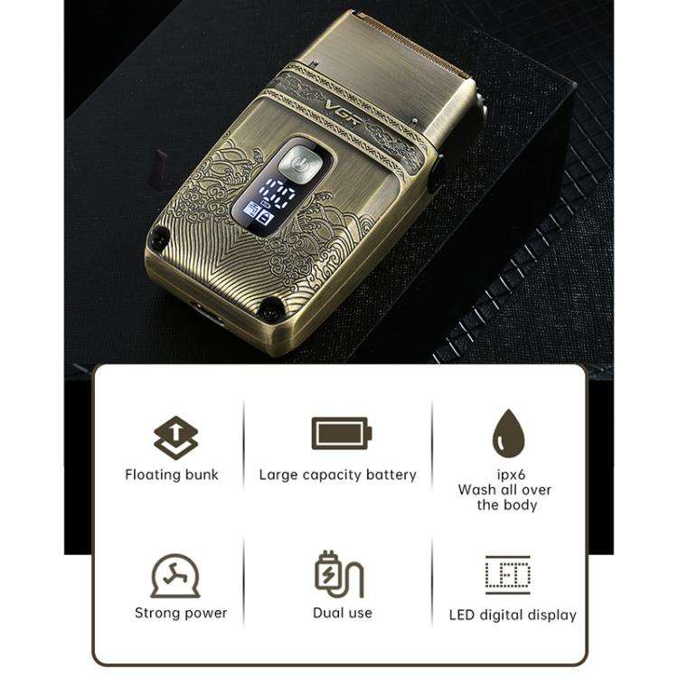 VGR V-335 Retro Digital Display IPX6 Electric Shaver(Gold)