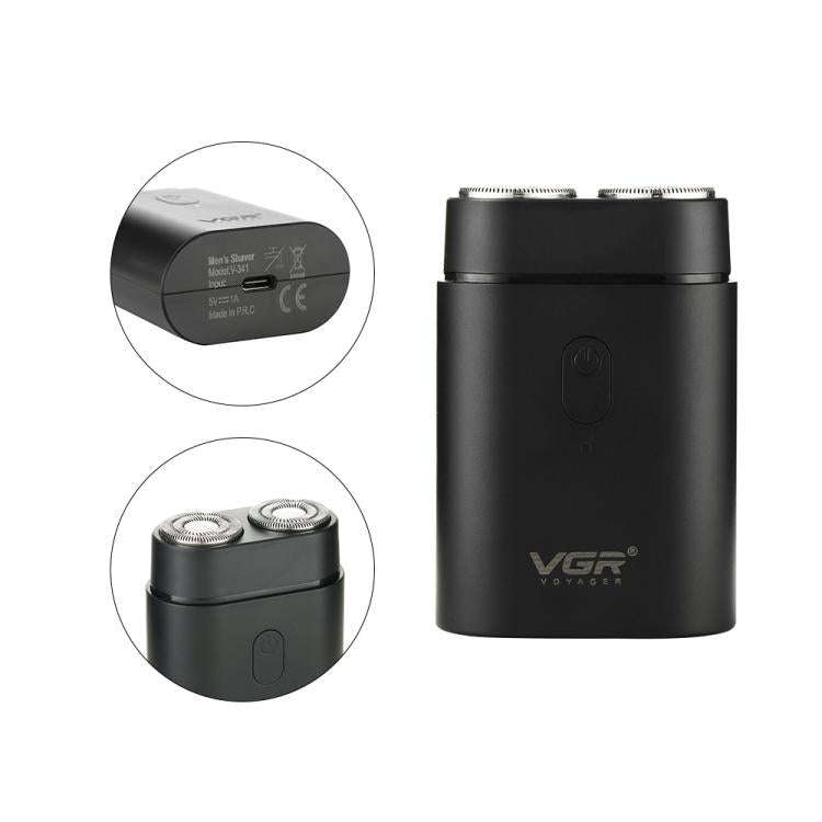 VGR V-341 Rotating 2 Cuttter Head Portable Electric Shaver(Black)