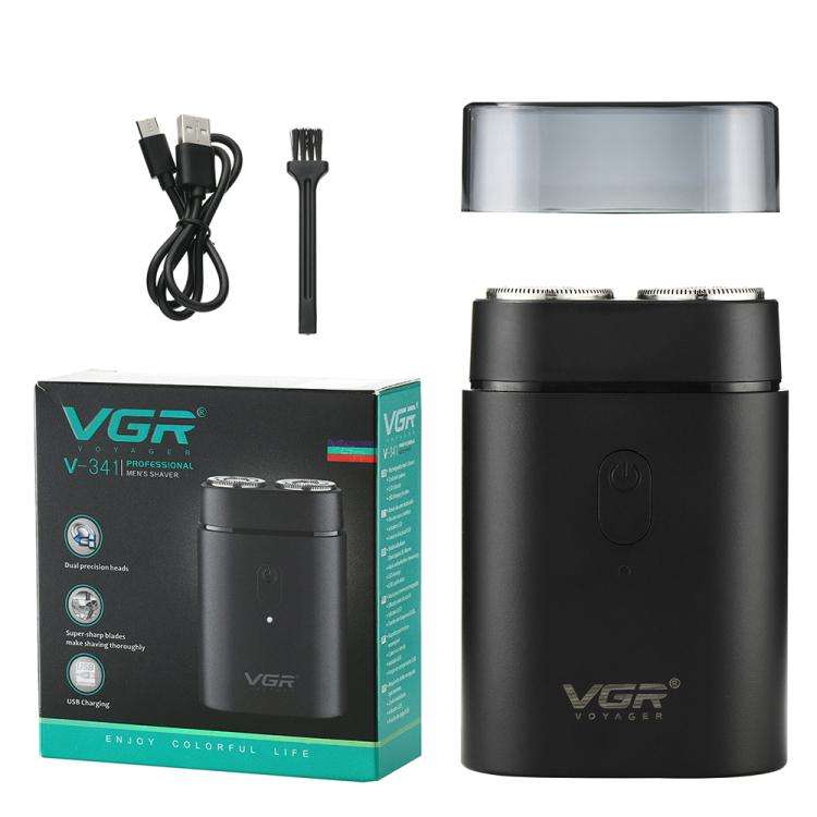 VGR V-341 Rotating 2 Cuttter Head Portable Electric Shaver(Black)