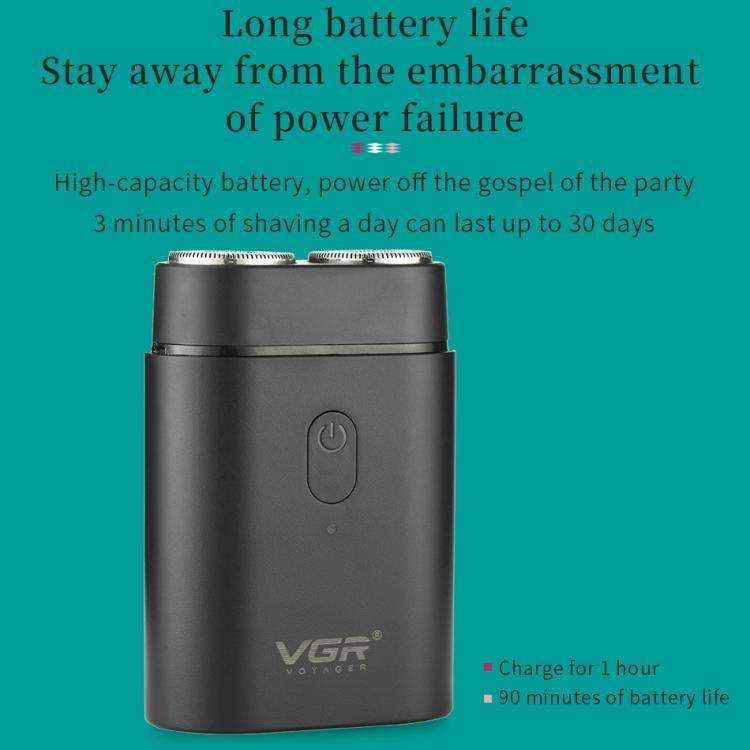 VGR V-341 Rotating 2 Cuttter Head Portable Electric Shaver(Black)