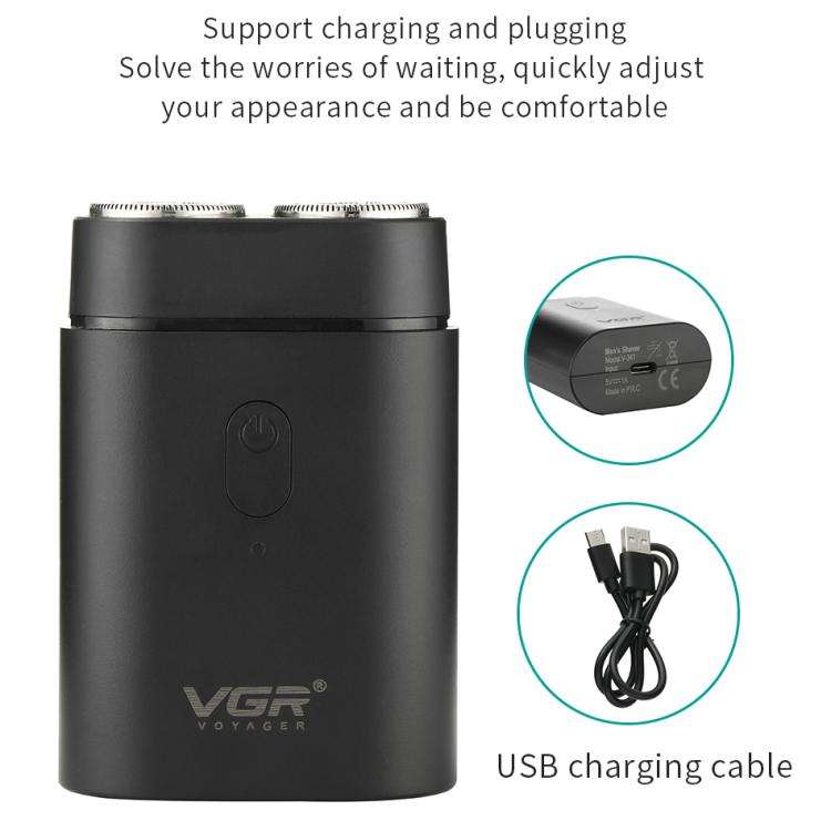 VGR V-341 Rotating 2 Cuttter Head Portable Electric Shaver(Black)