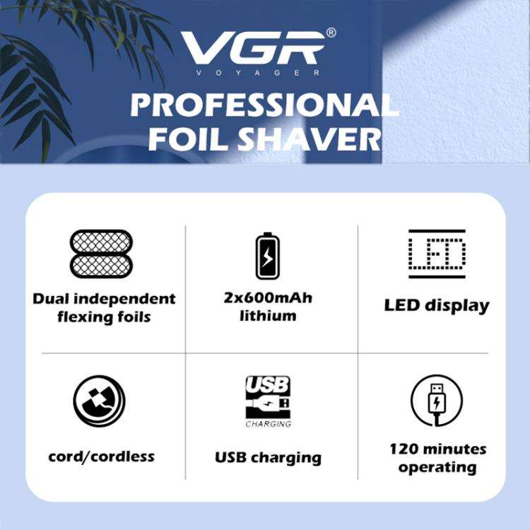 VGR V-352 Double Cutter Head Portable Electric Foil Shaver(Transparent Black)