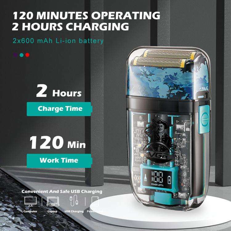 VGR V-352 Double Cutter Head Portable Electric Foil Shaver(Transparent Black)