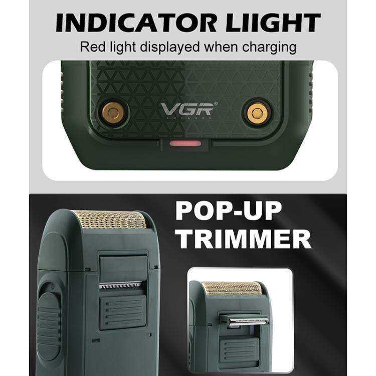 VGR V-353 Floating Cuttter Head Portable Electric Shaver(Green)