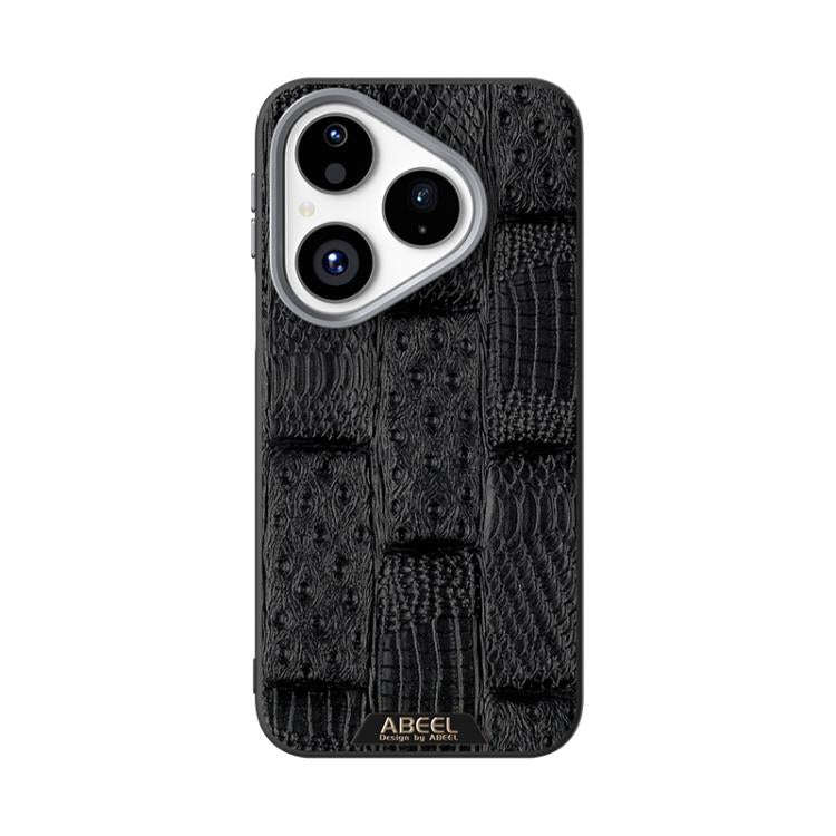 For Huawei Pura 80 5G ABEEL Beast Pattern 6D Micro-Embossed MagSafe Genuine Leather Phone Case(Bl...