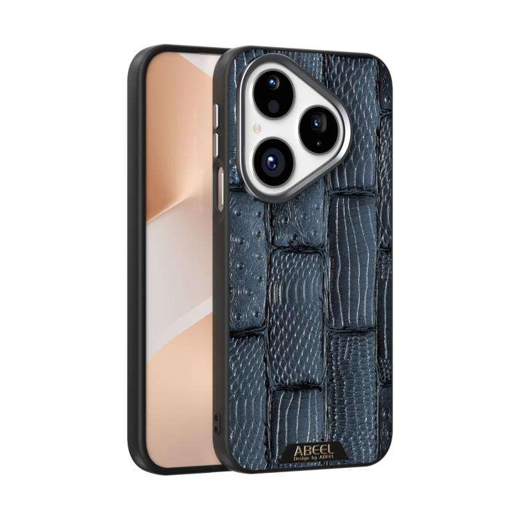For Huawei Pura 80 5G ABEEL Beast Pattern 6D Micro-Embossed MagSafe Genuine Leather Phone Case(Blue)