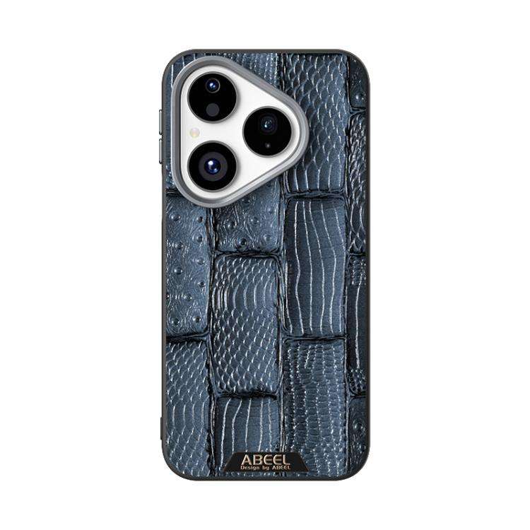 For Huawei Pura 80 5G ABEEL Beast Pattern 6D Micro-Embossed MagSafe Genuine Leather Phone Case(Blue)