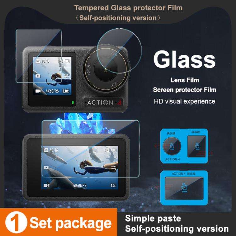 For DJI Osmo Action 4 imak Tempered Glass Film with Camera Lens Film, Self-positioning Version