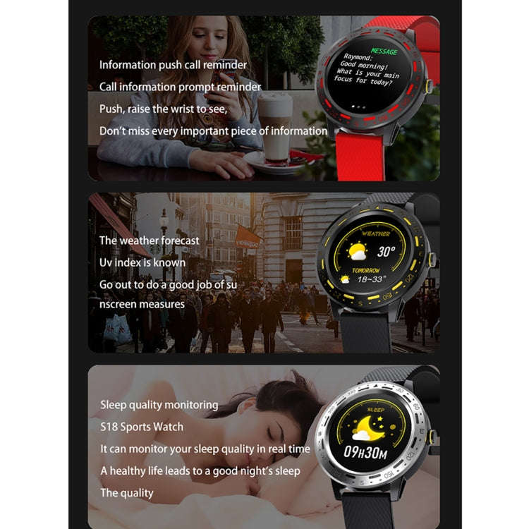 S18 1.3 inch TFT Screen IP67 Waterproof Smart Watch Bracelet, Support Sleep Monitor / Heart Rate ...
