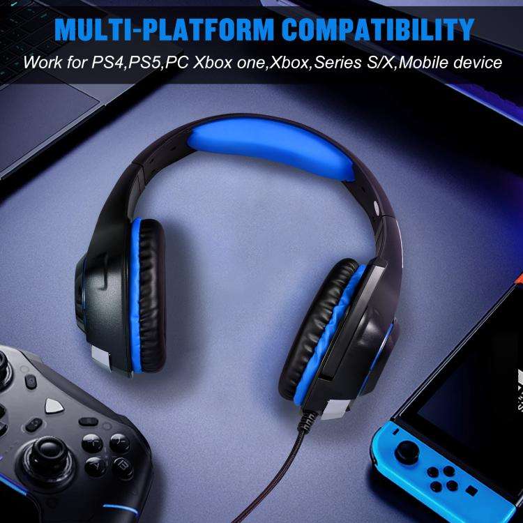 KOTION EACH GS400 Omni-directional Mic Gaming Headset, Length: About 1.9m(Black Blue)