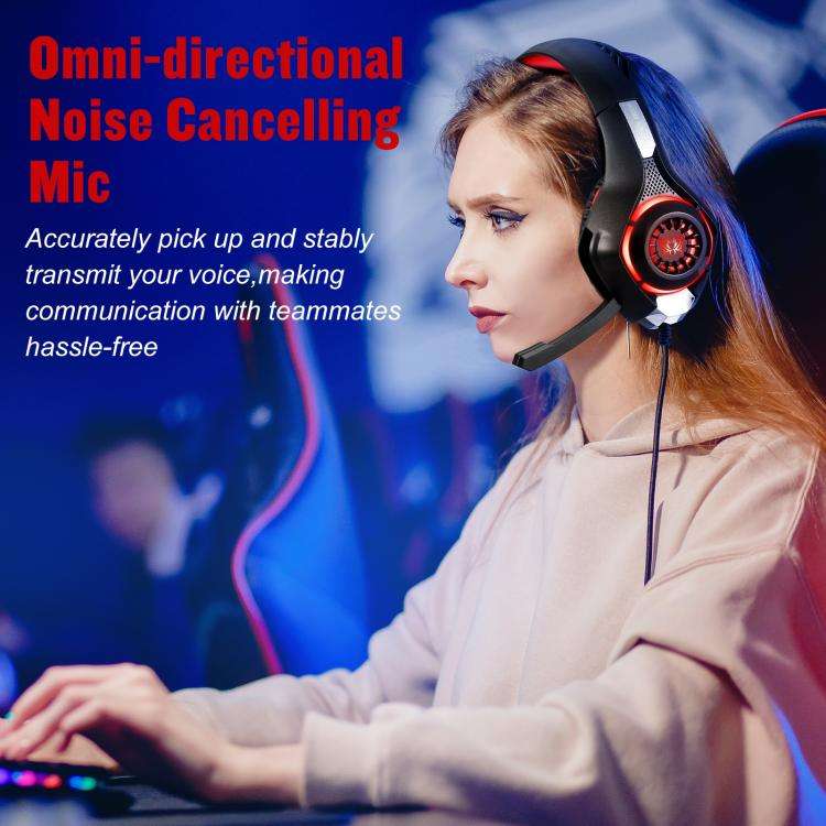 KOTION EACH GS400 Omni-directional Mic Gaming Headset, Length: About 1.9m(Black Red)