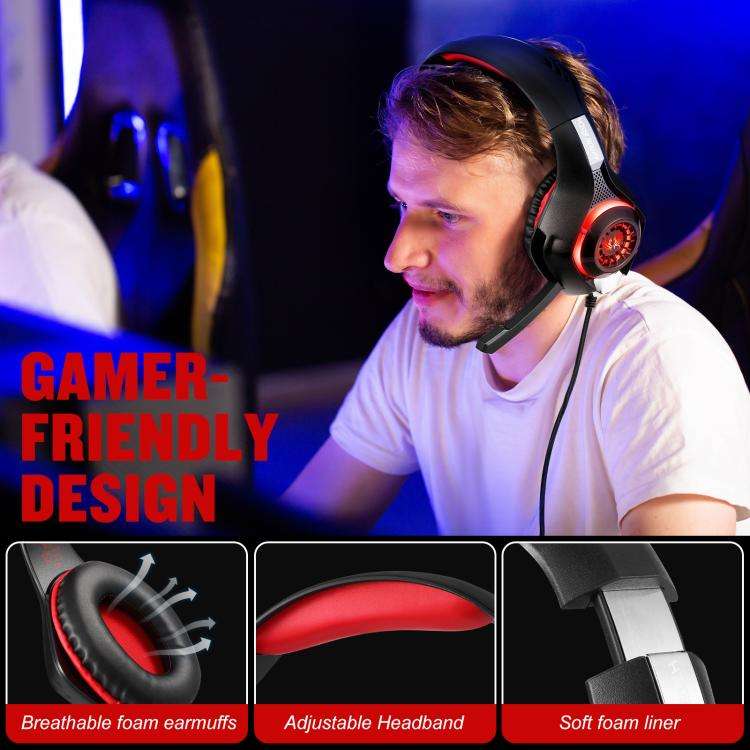 KOTION EACH GS400 Omni-directional Mic Gaming Headset, Length: About 1.9m(Black Red)