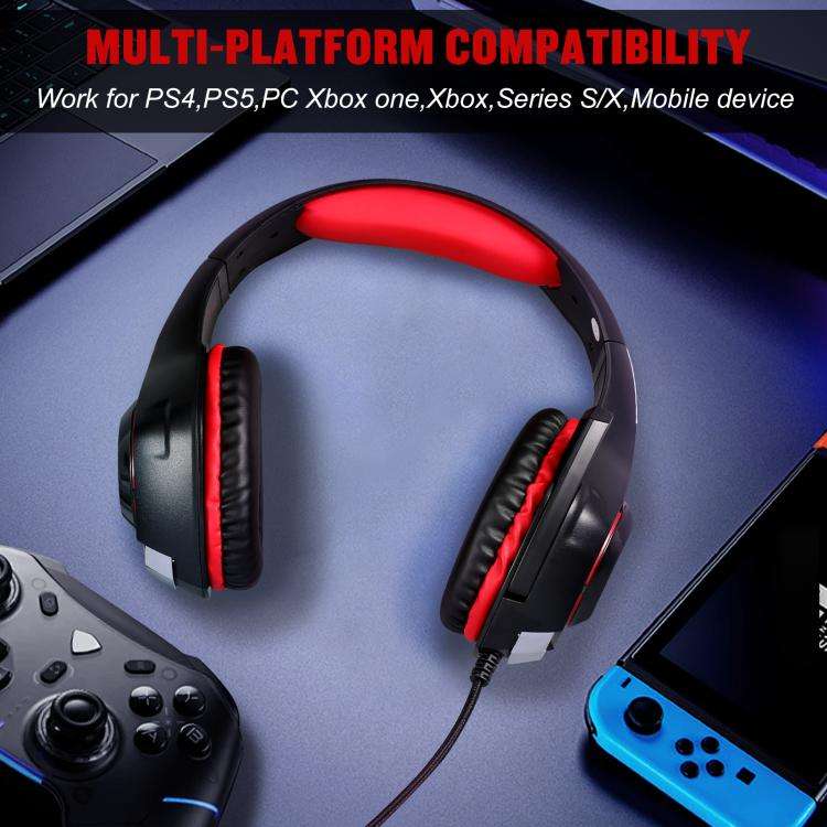 KOTION EACH GS400 Omni-directional Mic Gaming Headset, Length: About 1.9m(Black Red)