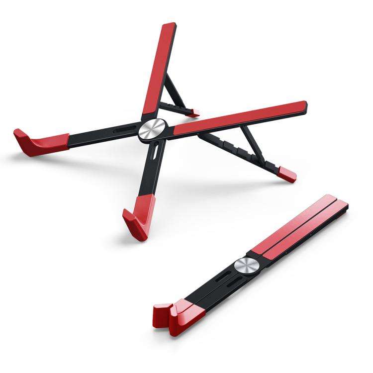 LS-001 Portable Folding Laptop Heightening Heat Dissipation Holder(Black Red)