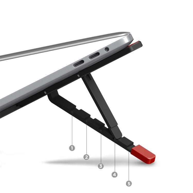 LS-001 Portable Folding Laptop Heightening Heat Dissipation Holder(Black Red)
