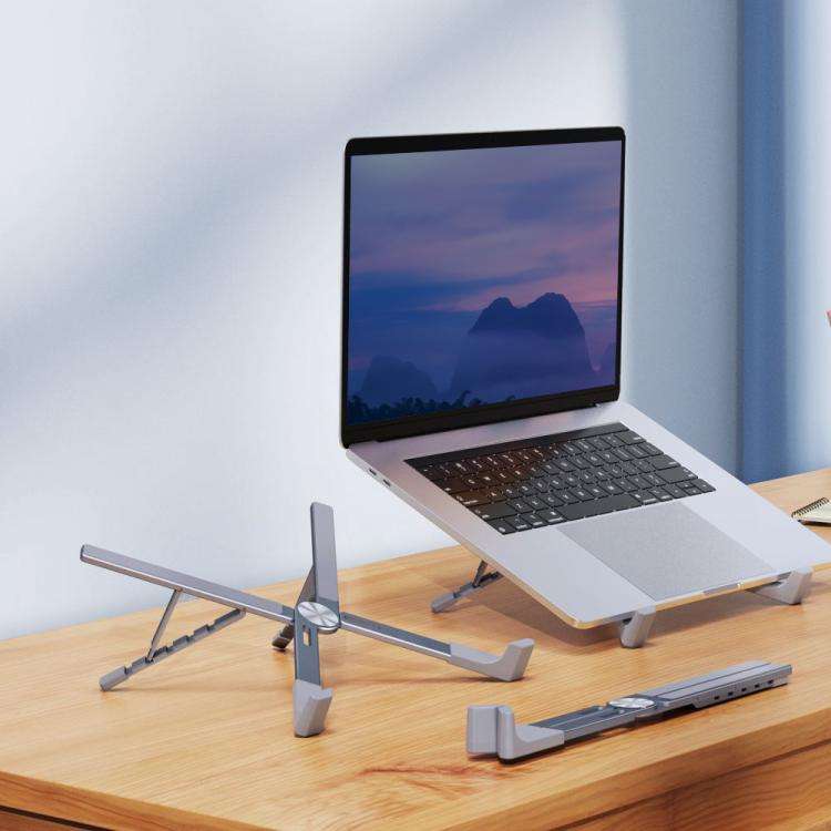 LS-001 Portable Folding Laptop Heightening Heat Dissipation Holder(Grey)