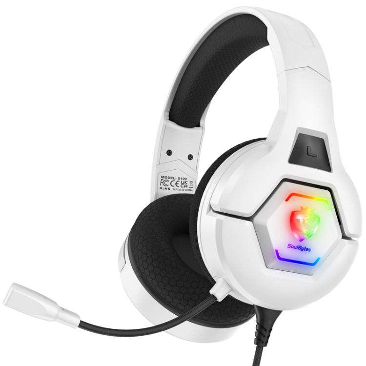 SoulBytes S100 Omni-directional Microphone Esports Headset, Length: About 1.9m(White)