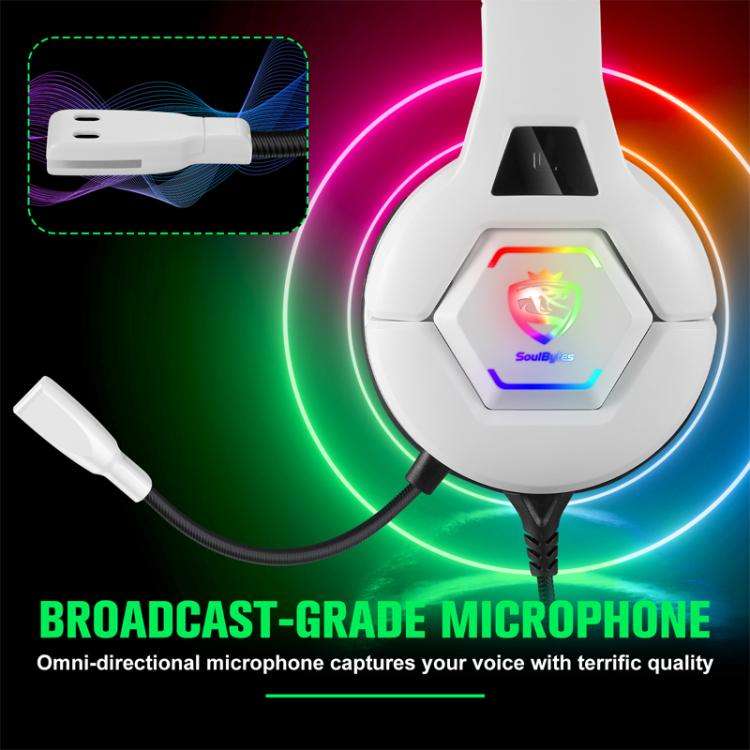 SoulBytes S100 Omni-directional Microphone Esports Headset, Length: About 1.9m(White)