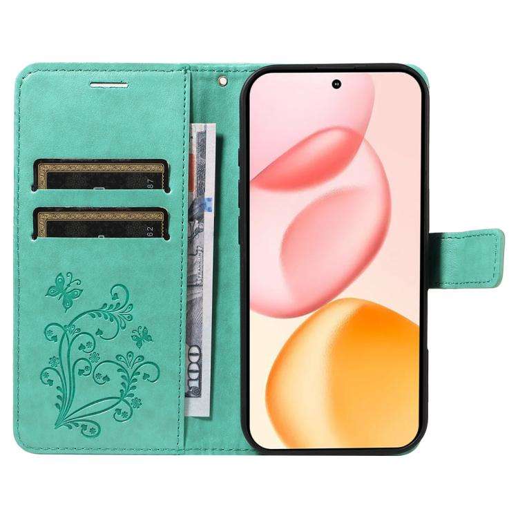 For Honor 400 Global 156.5mm 3D Butterfly Embossed Pattern Flip Leather Phone Case(Green)