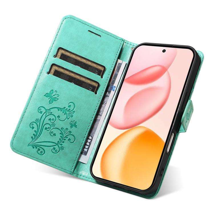 For Honor 400 Global 156.5mm 3D Butterfly Embossed Pattern Flip Leather Phone Case(Green)