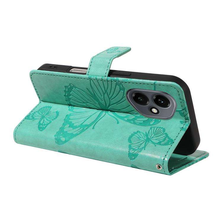 For Honor 400 Global 156.5mm 3D Butterfly Embossed Pattern Flip Leather Phone Case(Green)