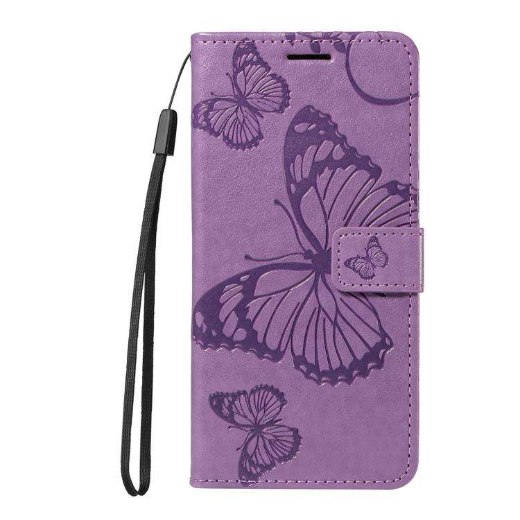 For Honor 400 Global 156.5mm 3D Butterfly Embossed Pattern Flip Leather Phone Case(Purple)