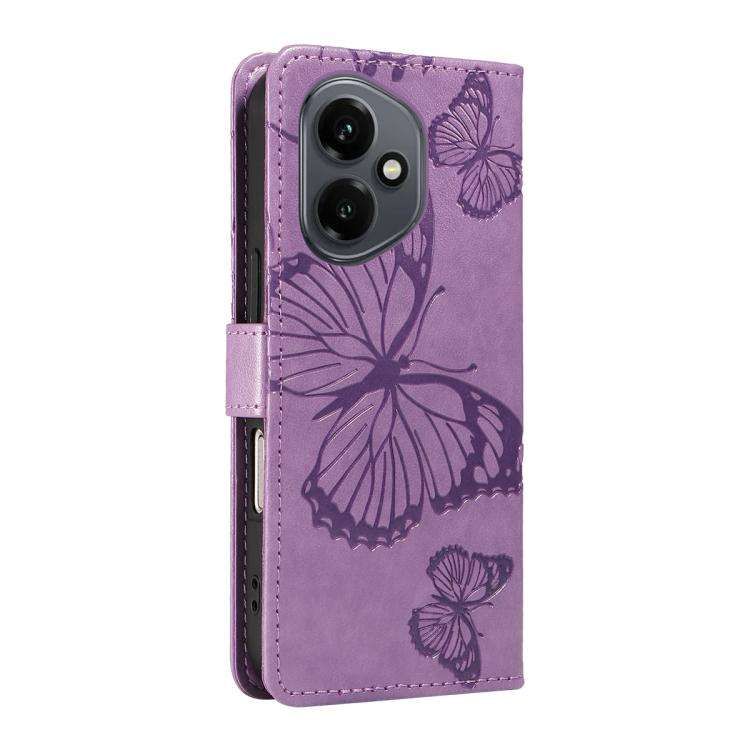 For Honor 400 Global 156.5mm 3D Butterfly Embossed Pattern Flip Leather Phone Case(Purple)