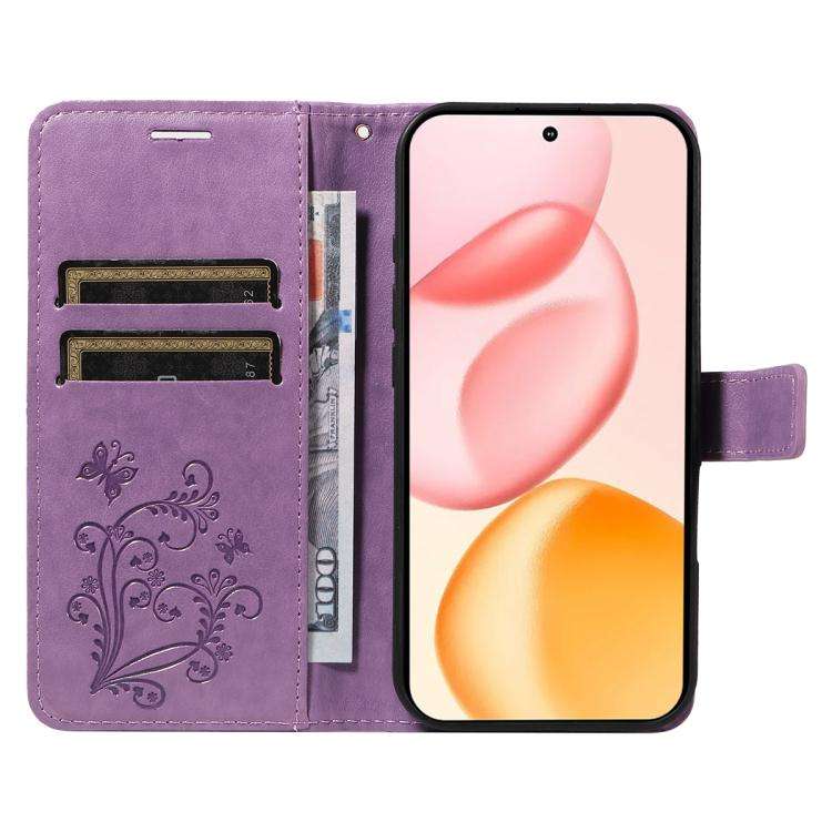 For Honor 400 Global 156.5mm 3D Butterfly Embossed Pattern Flip Leather Phone Case(Purple)