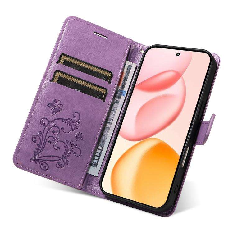For Honor 400 Global 156.5mm 3D Butterfly Embossed Pattern Flip Leather Phone Case(Purple)