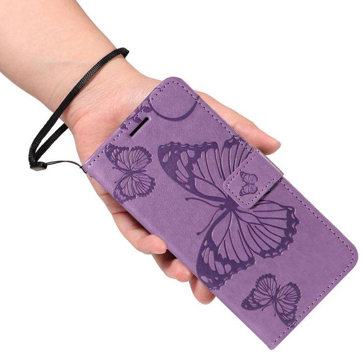 For Honor 400 Global 156.5mm 3D Butterfly Embossed Pattern Flip Leather Phone Case(Purple)
