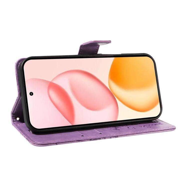 For Honor 400 Global 156.5mm 3D Butterfly Embossed Pattern Flip Leather Phone Case(Purple)