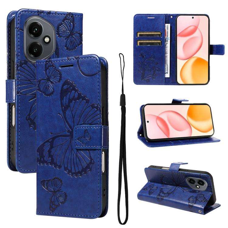For Honor 400 Global 156.5mm 3D Butterfly Embossed Pattern Flip Leather Phone Case(Blue)