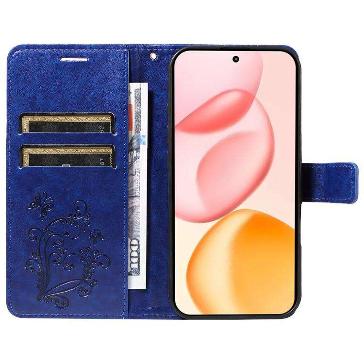 For Honor 400 Global 156.5mm 3D Butterfly Embossed Pattern Flip Leather Phone Case(Blue)