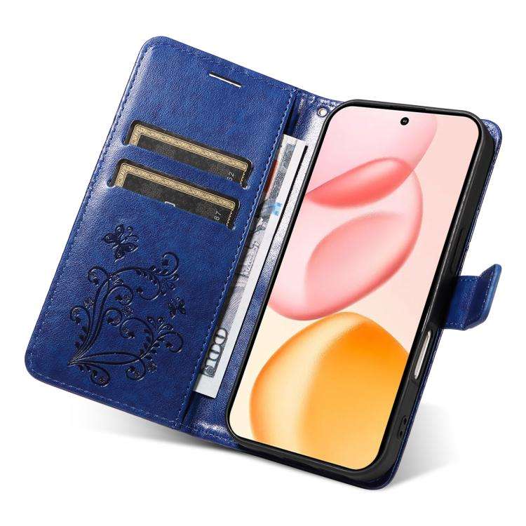 For Honor 400 Global 156.5mm 3D Butterfly Embossed Pattern Flip Leather Phone Case(Blue)