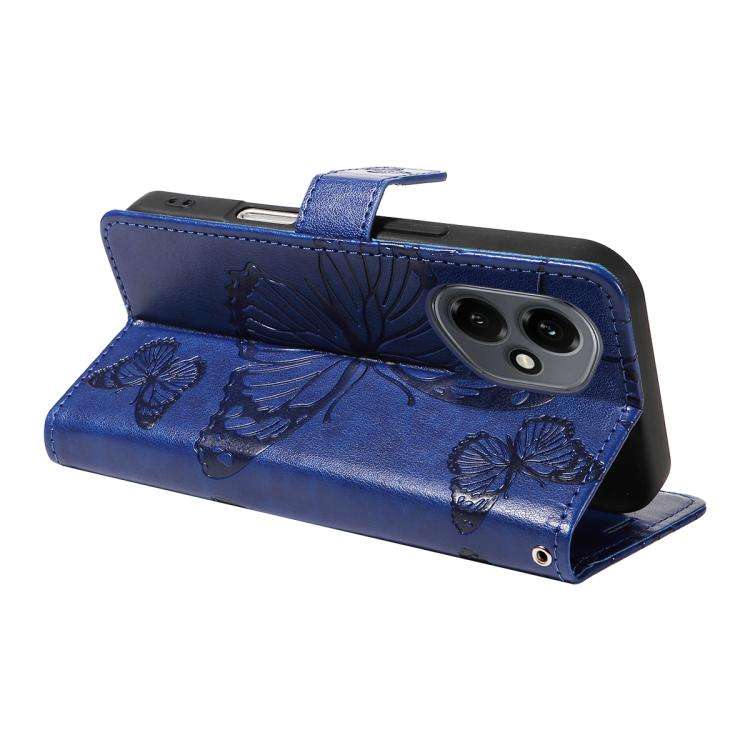 For Honor 400 Global 156.5mm 3D Butterfly Embossed Pattern Flip Leather Phone Case(Blue)