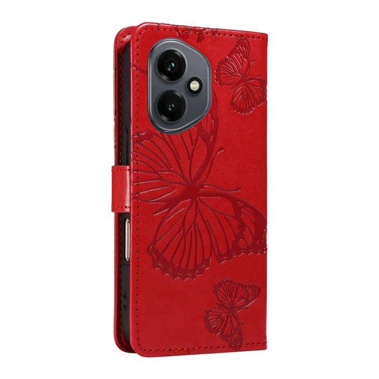 For Honor 400 Global 156.5mm 3D Butterfly Embossed Pattern Flip Leather Phone Case(Red)