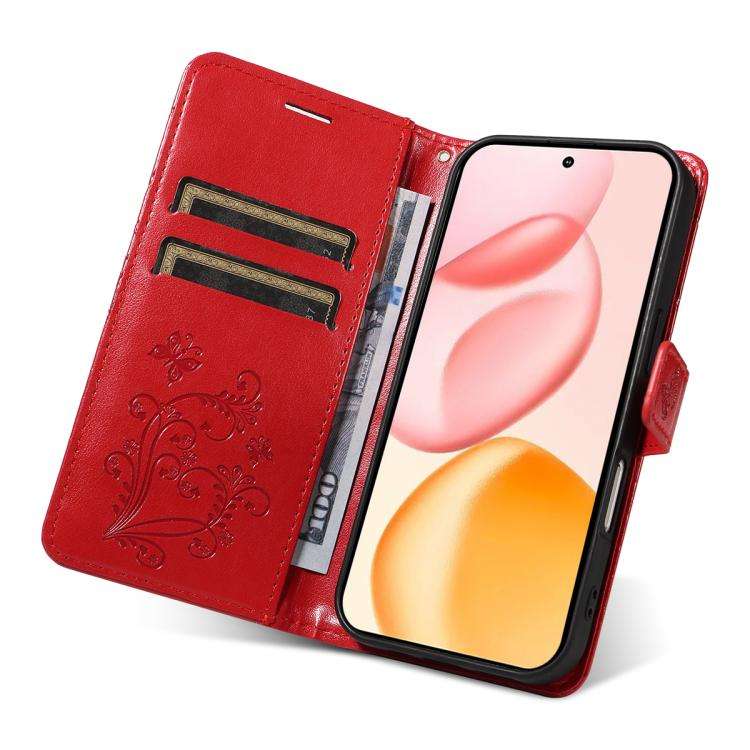 For Honor 400 Global 156.5mm 3D Butterfly Embossed Pattern Flip Leather Phone Case(Red)