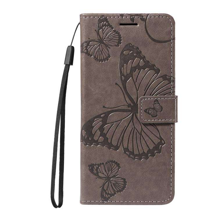 For Honor 400 Global 156.5mm 3D Butterfly Embossed Pattern Flip Leather Phone Case(Grey)
