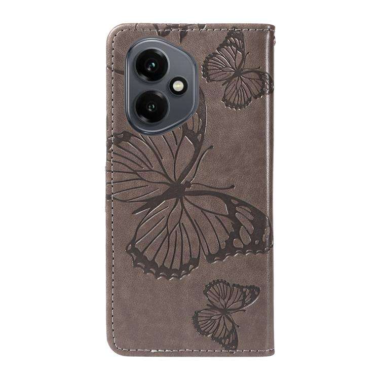 For Honor 400 Global 156.5mm 3D Butterfly Embossed Pattern Flip Leather Phone Case(Grey)