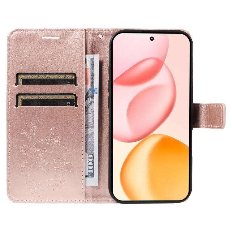For Honor 400 Global 156.5mm 3D Butterfly Embossed Pattern Flip Leather Phone Case(Rose Gold)