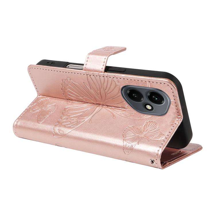 For Honor 400 Global 156.5mm 3D Butterfly Embossed Pattern Flip Leather Phone Case(Rose Gold)