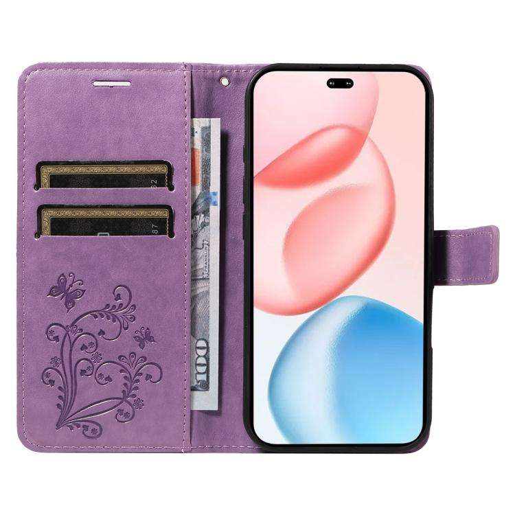 For Honor 400 Pro Global 160.8mm 3D Butterfly Embossed Pattern Flip Leather Phone Case(Purple)