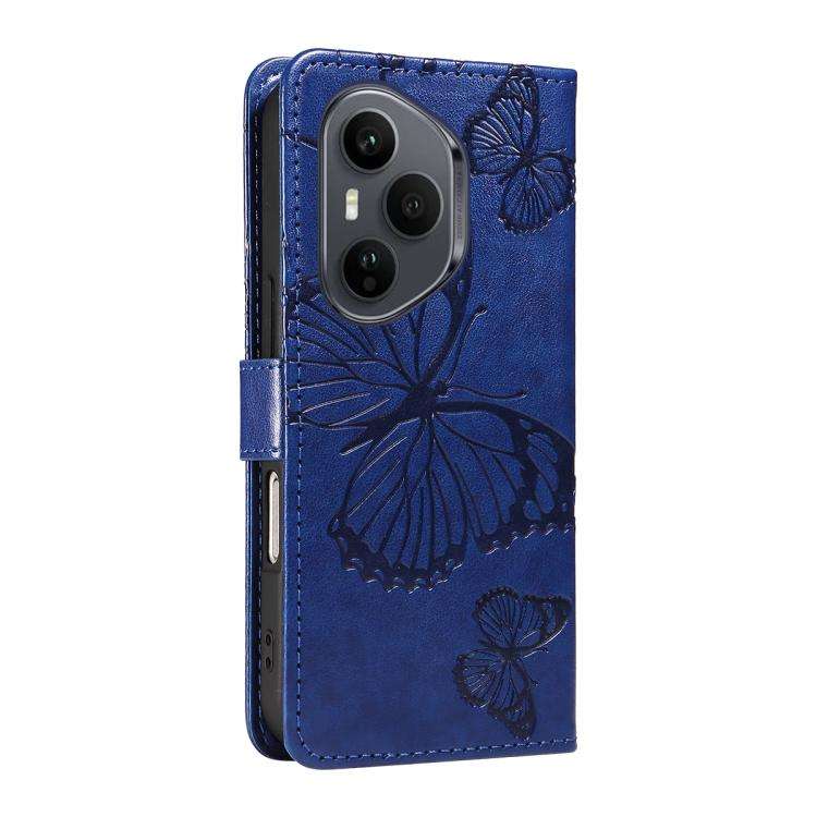 For Honor 400 Pro Global 160.8mm 3D Butterfly Embossed Pattern Flip Leather Phone Case(Blue)