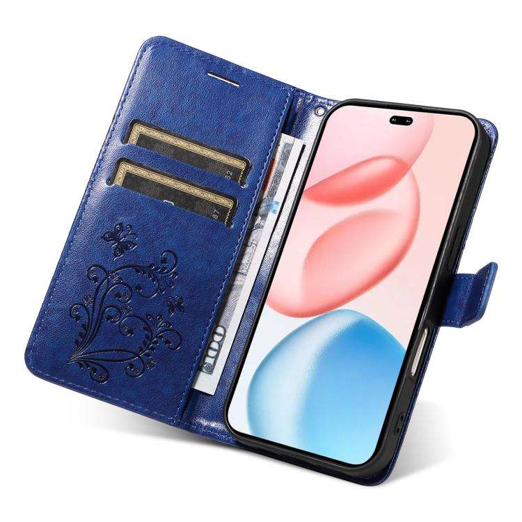 For Honor 400 Pro Global 160.8mm 3D Butterfly Embossed Pattern Flip Leather Phone Case(Blue)