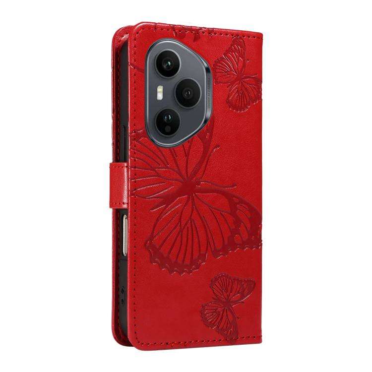 For Honor 400 Pro Global 160.8mm 3D Butterfly Embossed Pattern Flip Leather Phone Case(Red)