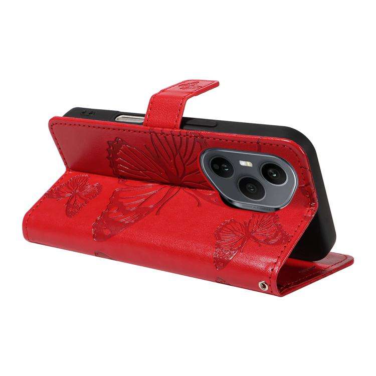 For Honor 400 Pro Global 160.8mm 3D Butterfly Embossed Pattern Flip Leather Phone Case(Red)