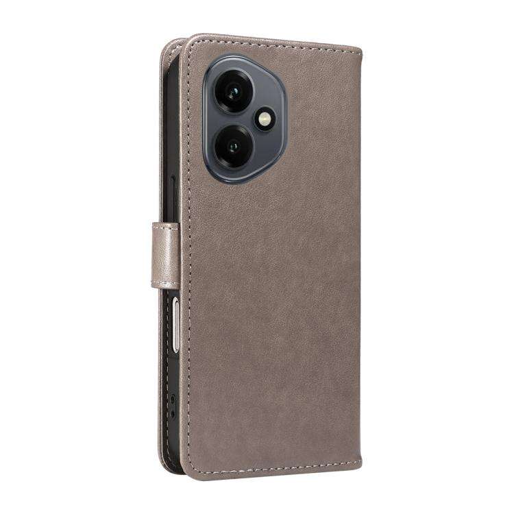 For Honor 400 Global 156.5mm Cat and Bee Embossed Flip Leather Phone Case(Grey)