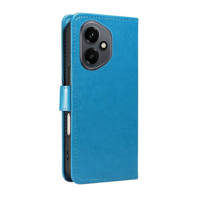 For Honor 400 Global 156.5mm Cat and Bee Embossed Flip Leather Phone Case(Blue)