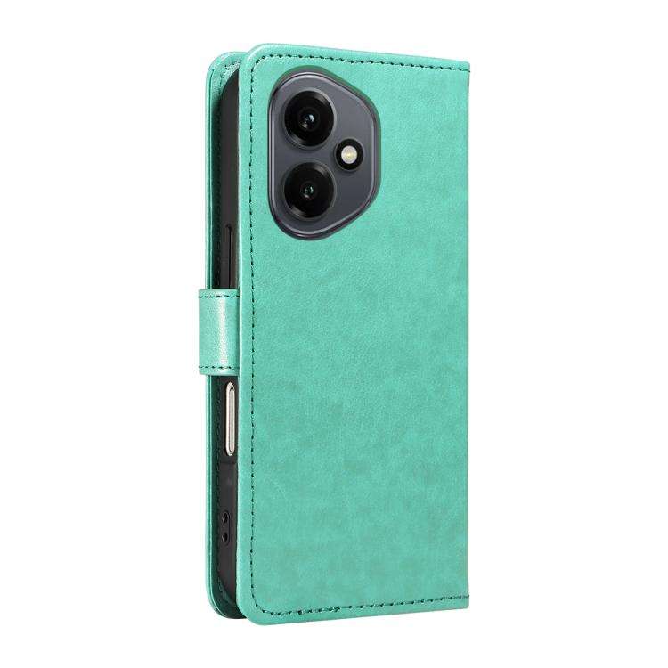 For Honor 400 Global 156.5mm Cat and Bee Embossed Flip Leather Phone Case(Green)