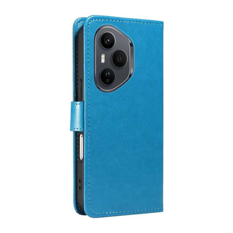 For Honor 400 Pro Global 160.8mm Cat and Bee Embossed Flip Leather Phone Case(Blue)